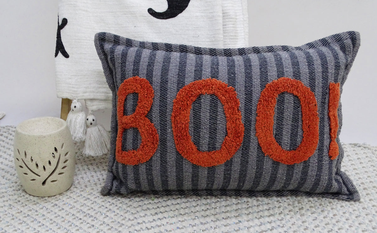 Vibhsa Halloween Throw Pillow Texted BOO! 14" x 24"