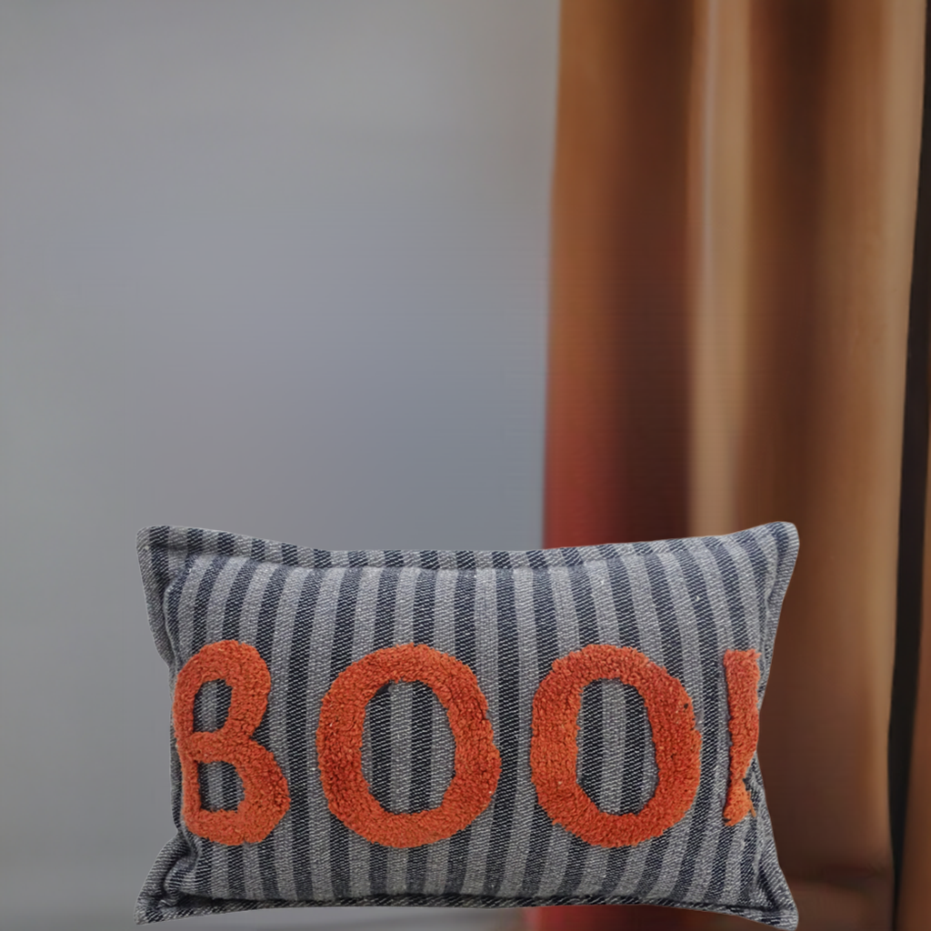 Vibhsa Halloween Throw Pillow Texted BOO! 14" x 24"
