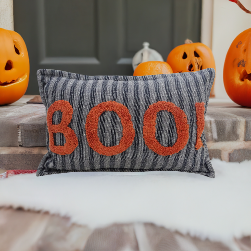 Vibhsa Halloween Throw Pillow Texted BOO! 14" x 24"